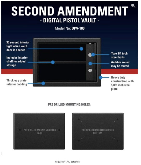 Blue Dot Digital Pistol Vault – DPV-100