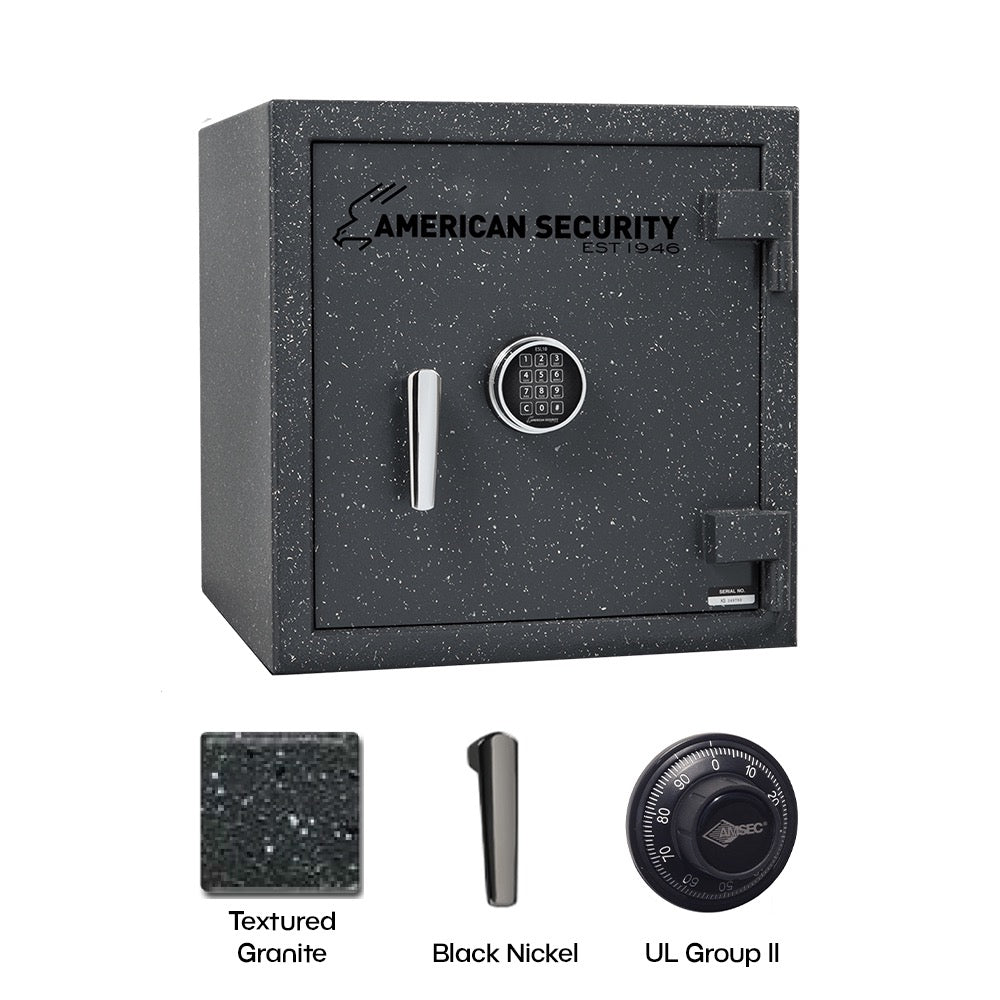 AMSEC BF1716 Burglary/Fire Safe, Granite Body, Chrome Hardware, 60 Min Fire/RSC Rating, Group II Lock